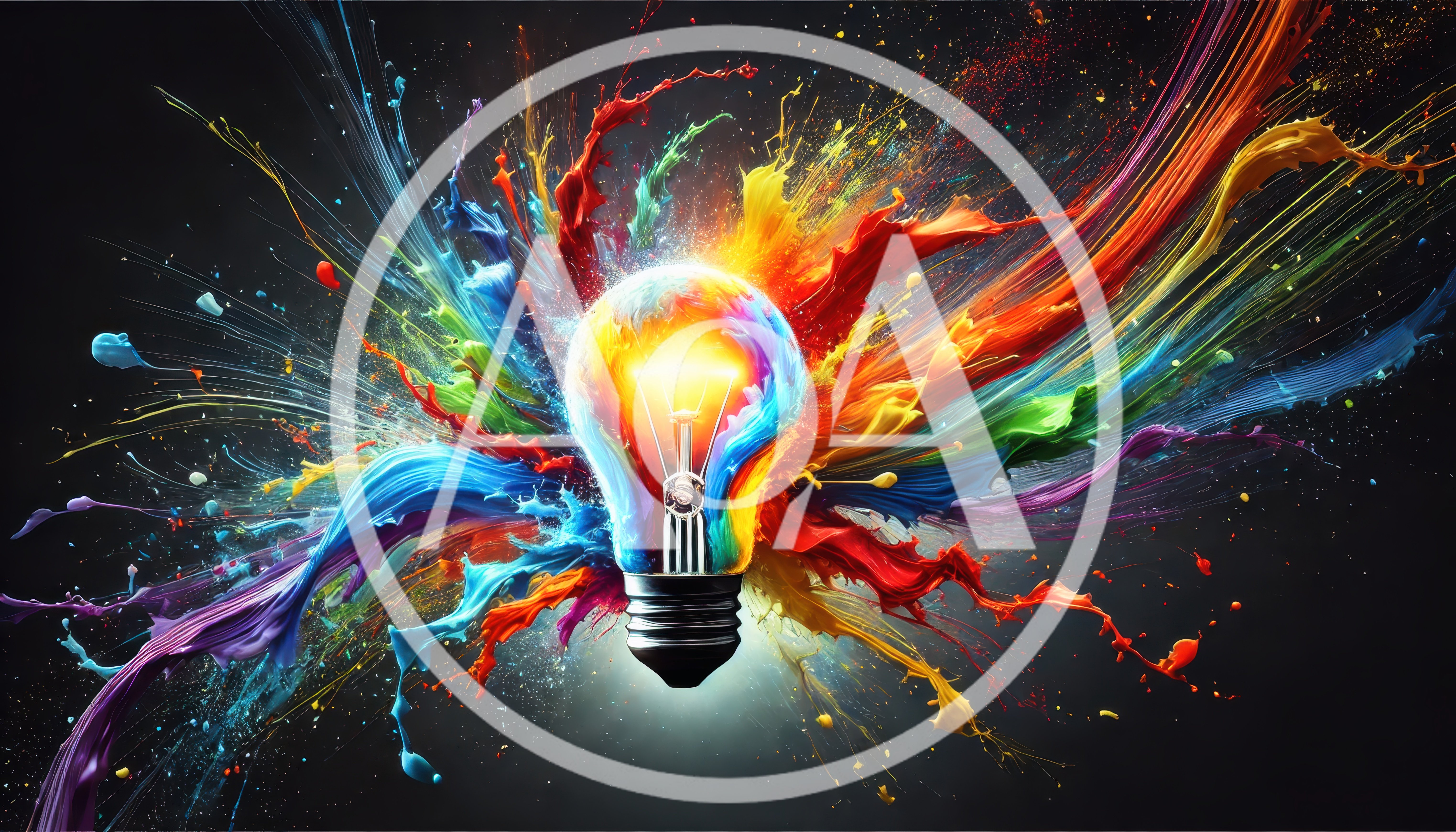 Light Bulb Exploding With Vibrant Colorful Paint Splashes