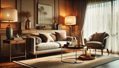 Elegant Modern Living Room Interior With Warm Lighting