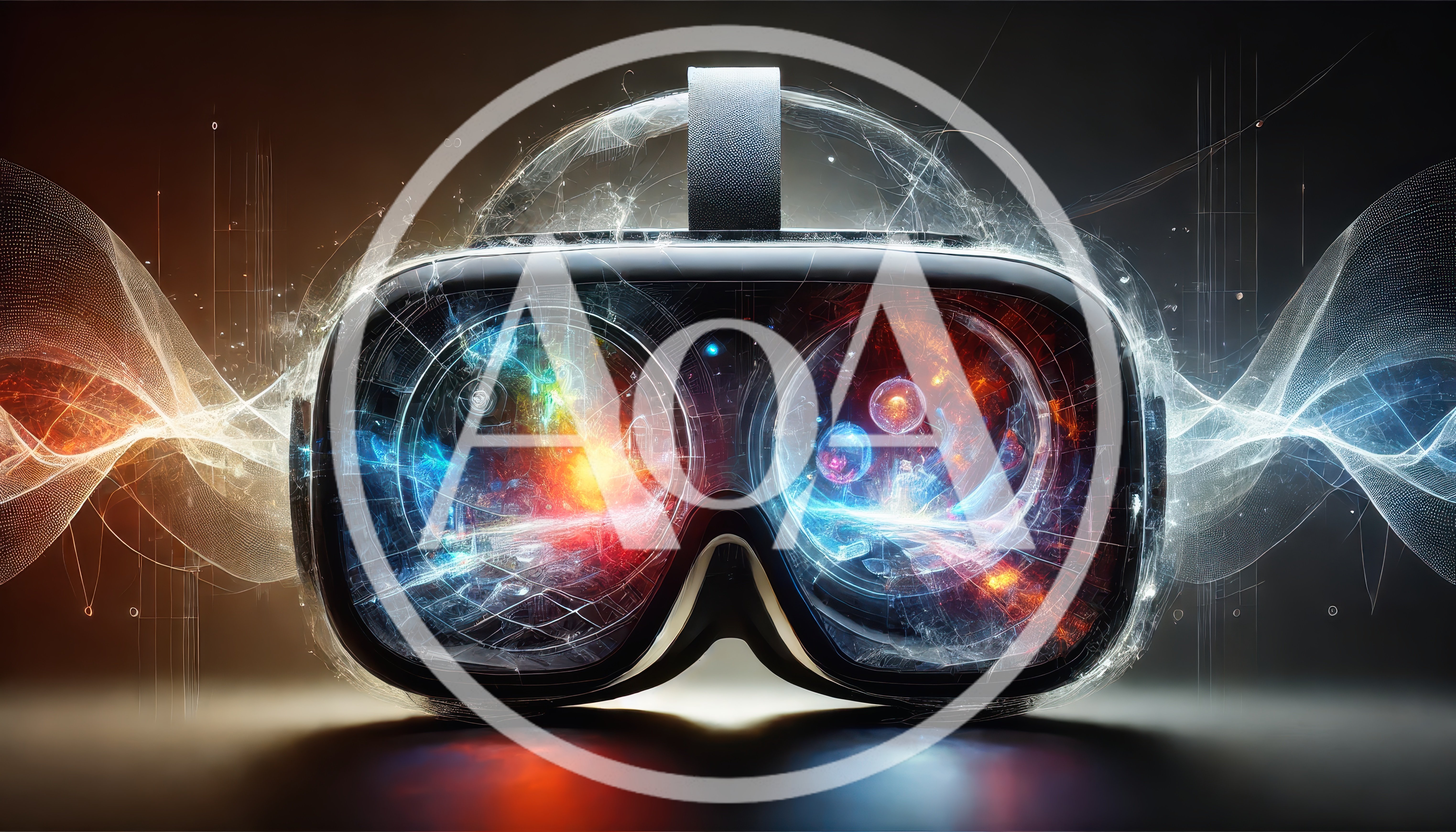 Futuristic Virtual Reality Headset With Cosmic Digital Display