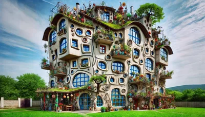 Whimsical Surrealist Architecture Building With Organic Shapes