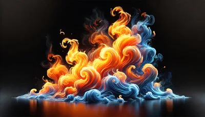 Abstract Swirling Fire And Ice Flame Composition