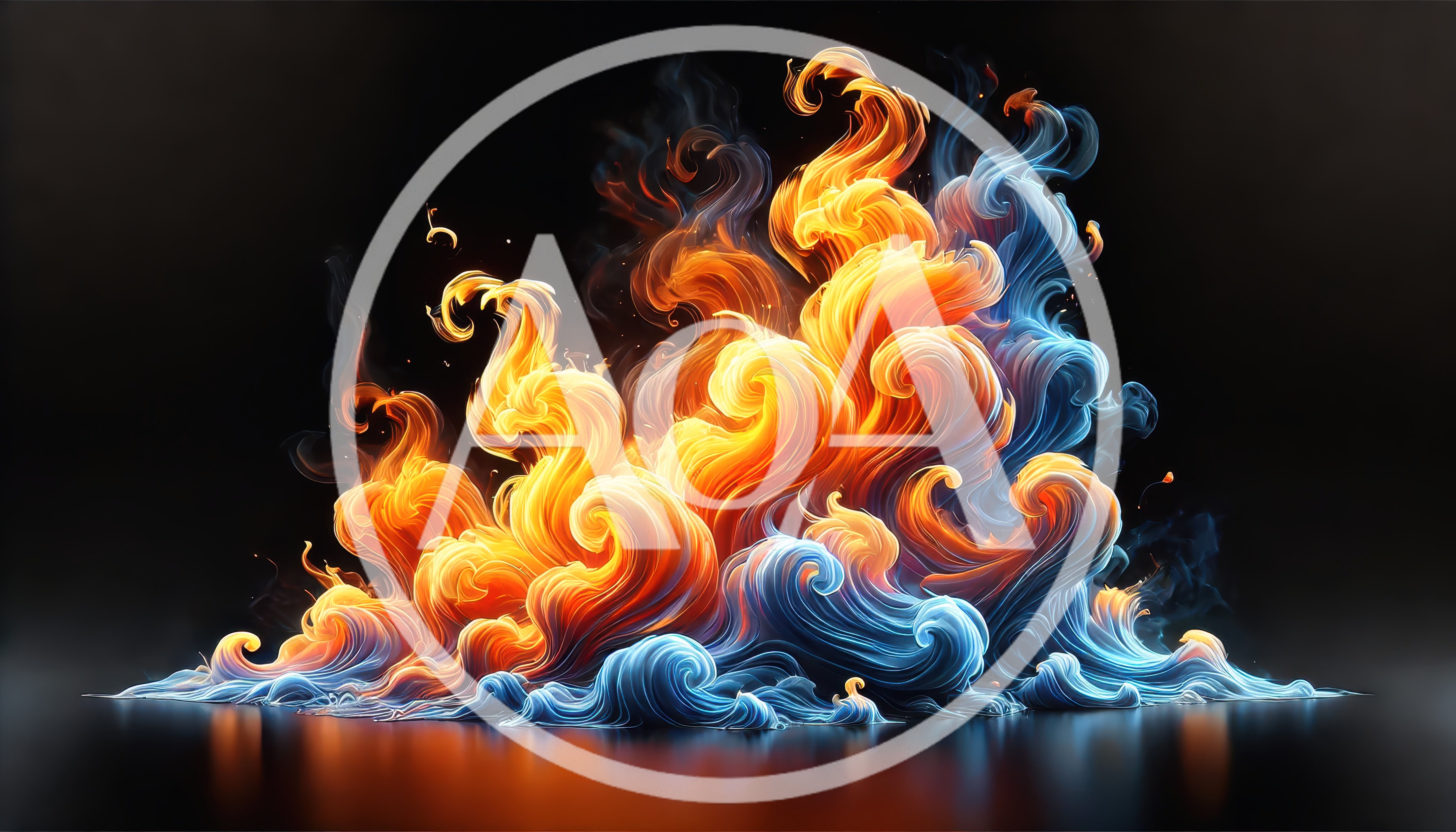 Abstract Swirling Fire And Ice Flame Composition