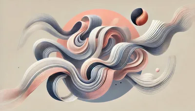 Abstract Flowing Ribbons With Geometric Shapes