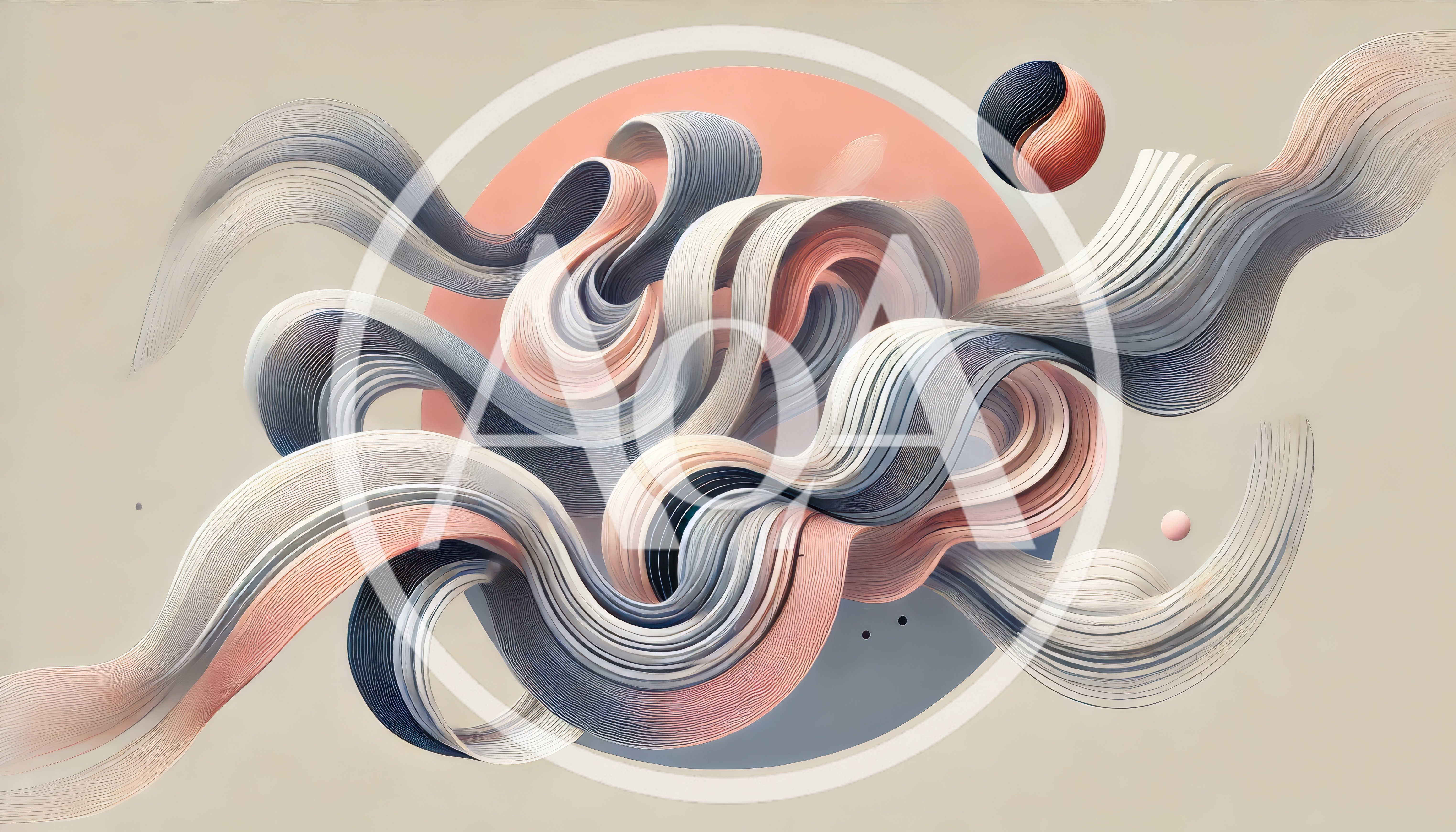 Abstract Flowing Ribbons With Geometric Shapes