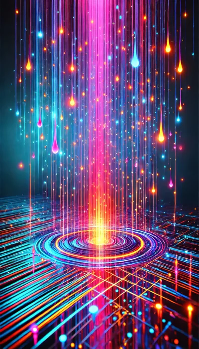 Abstract Digital Data Stream With Glowing Light Particles
