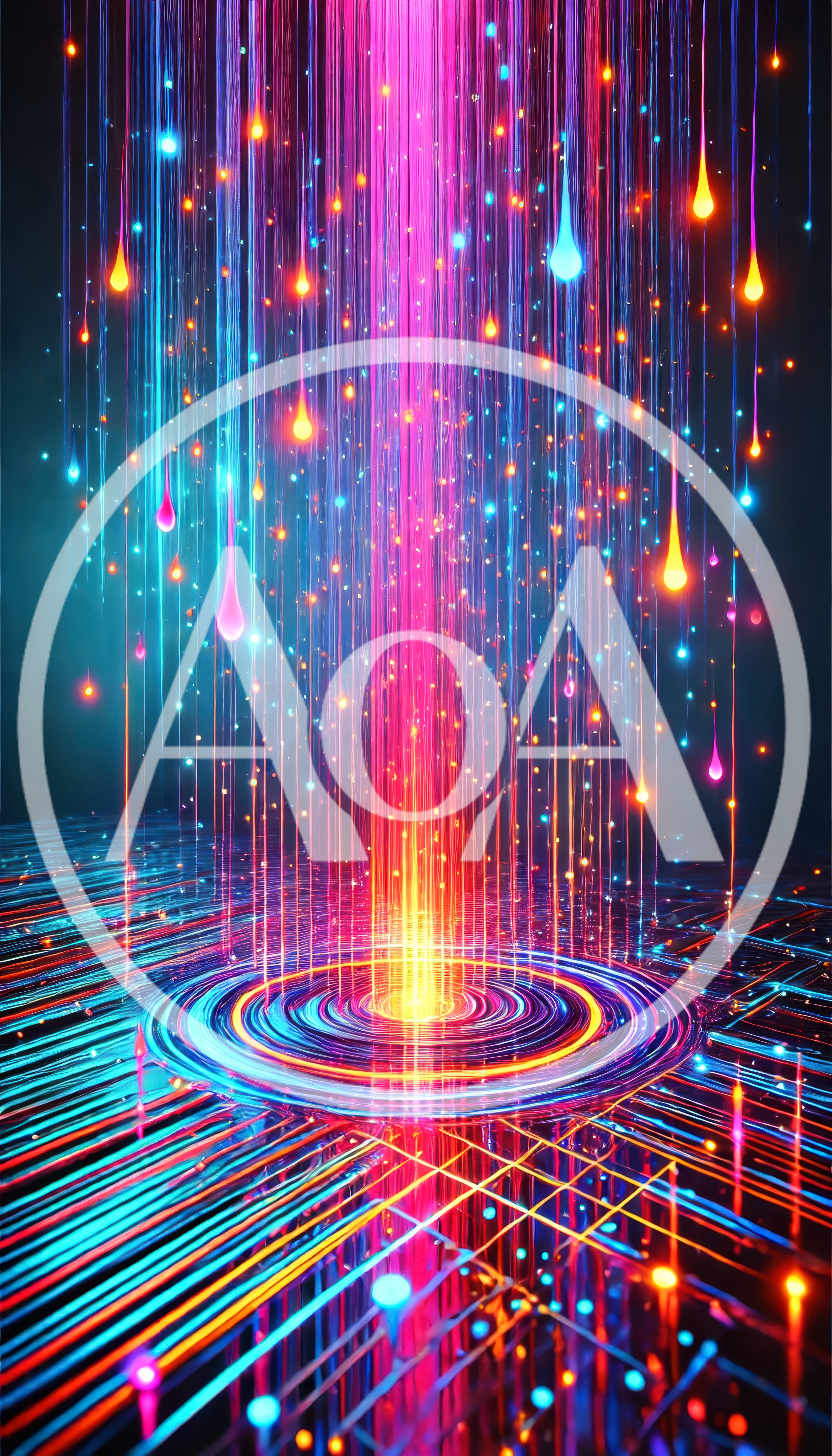 Abstract Digital Data Stream With Glowing Light Particles