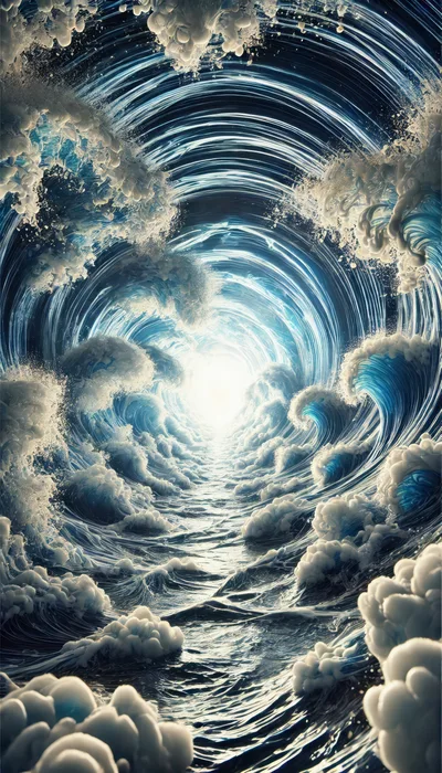 Surreal Vortex Of Swirling Ocean Waves And Sea Foam