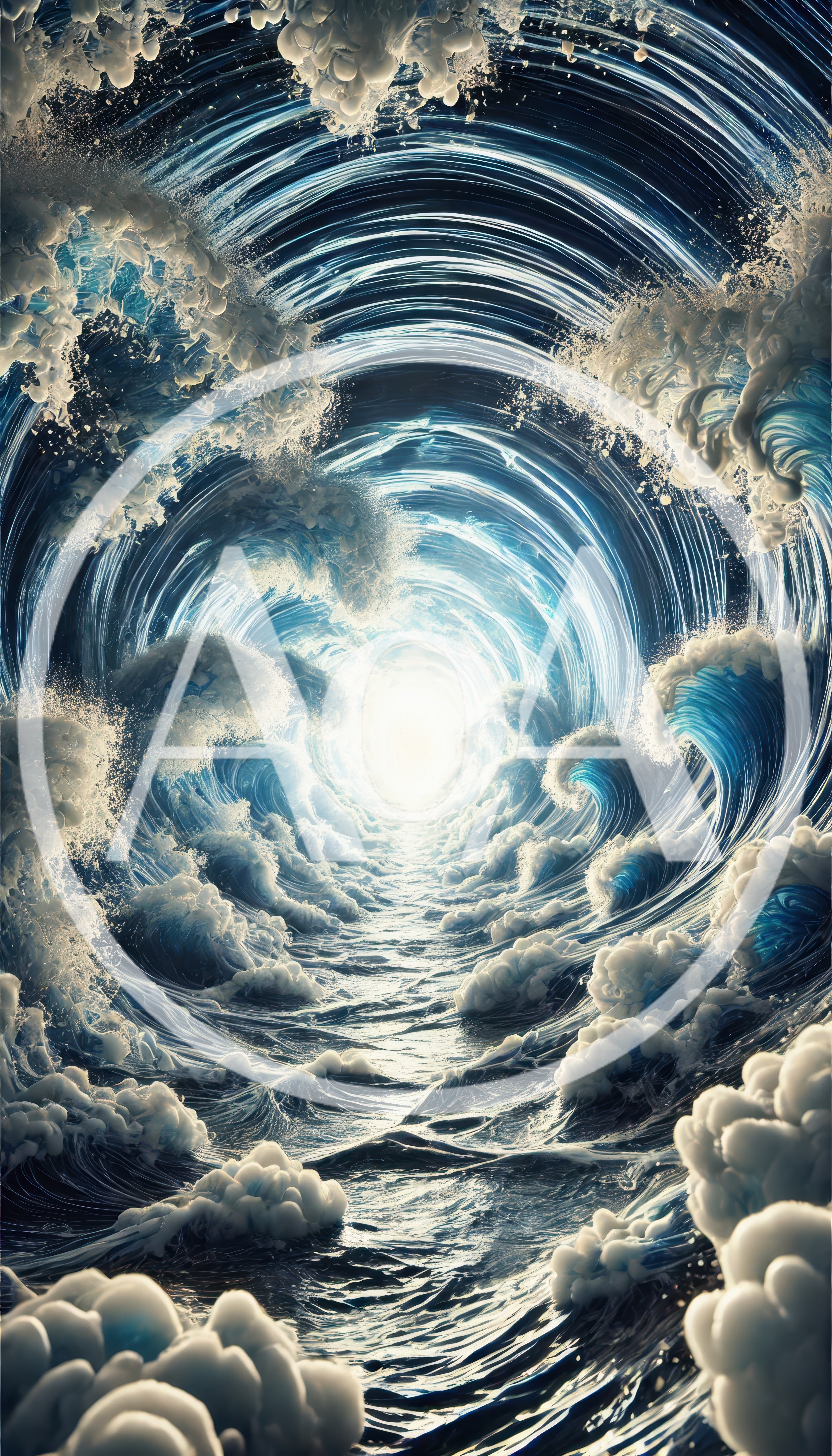 Surreal Vortex Of Swirling Ocean Waves And Sea Foam