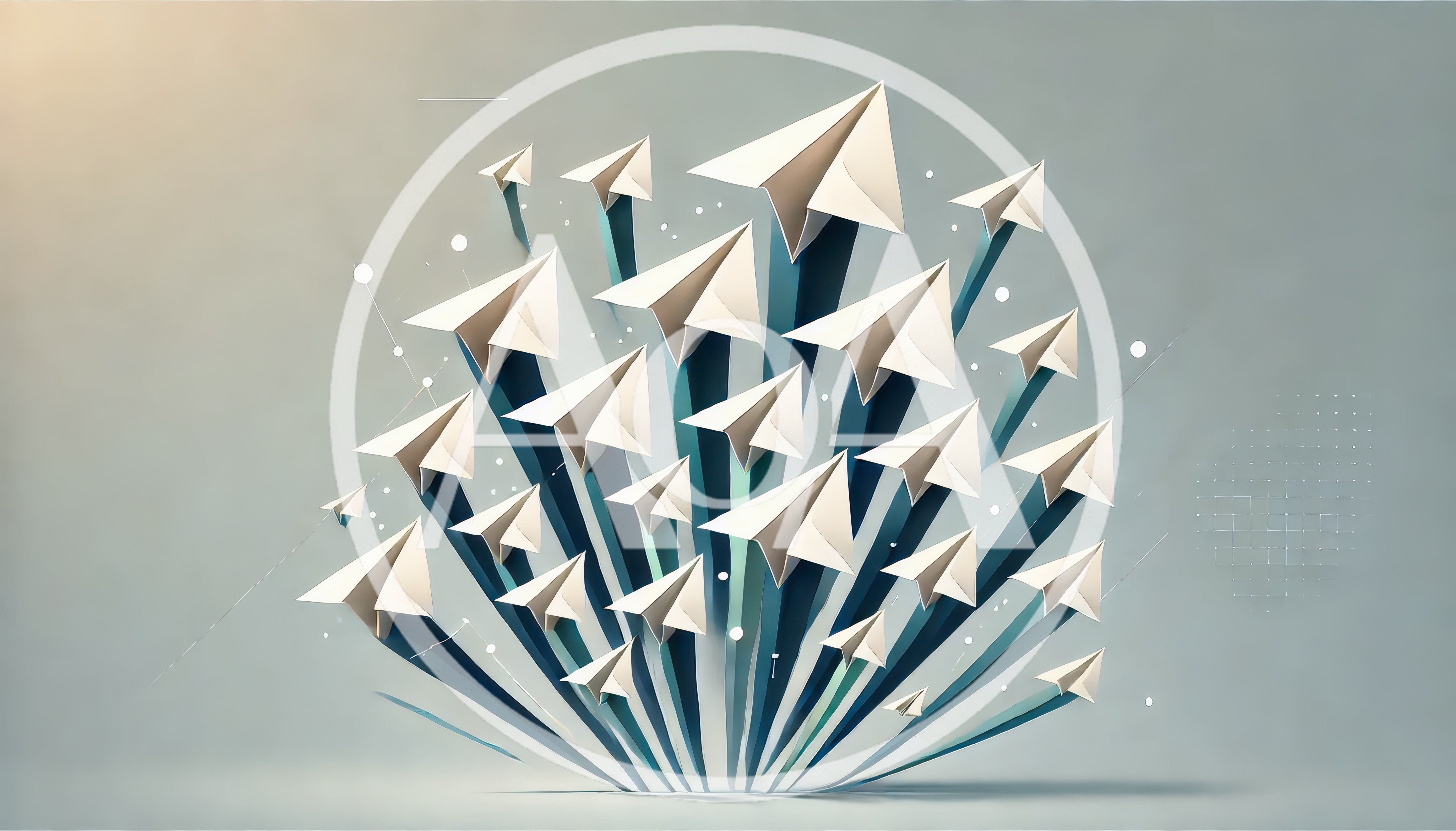 Abstract 3D Paper Airplanes Flying Upward