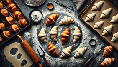 Top View Of Croissant Baking Preparation