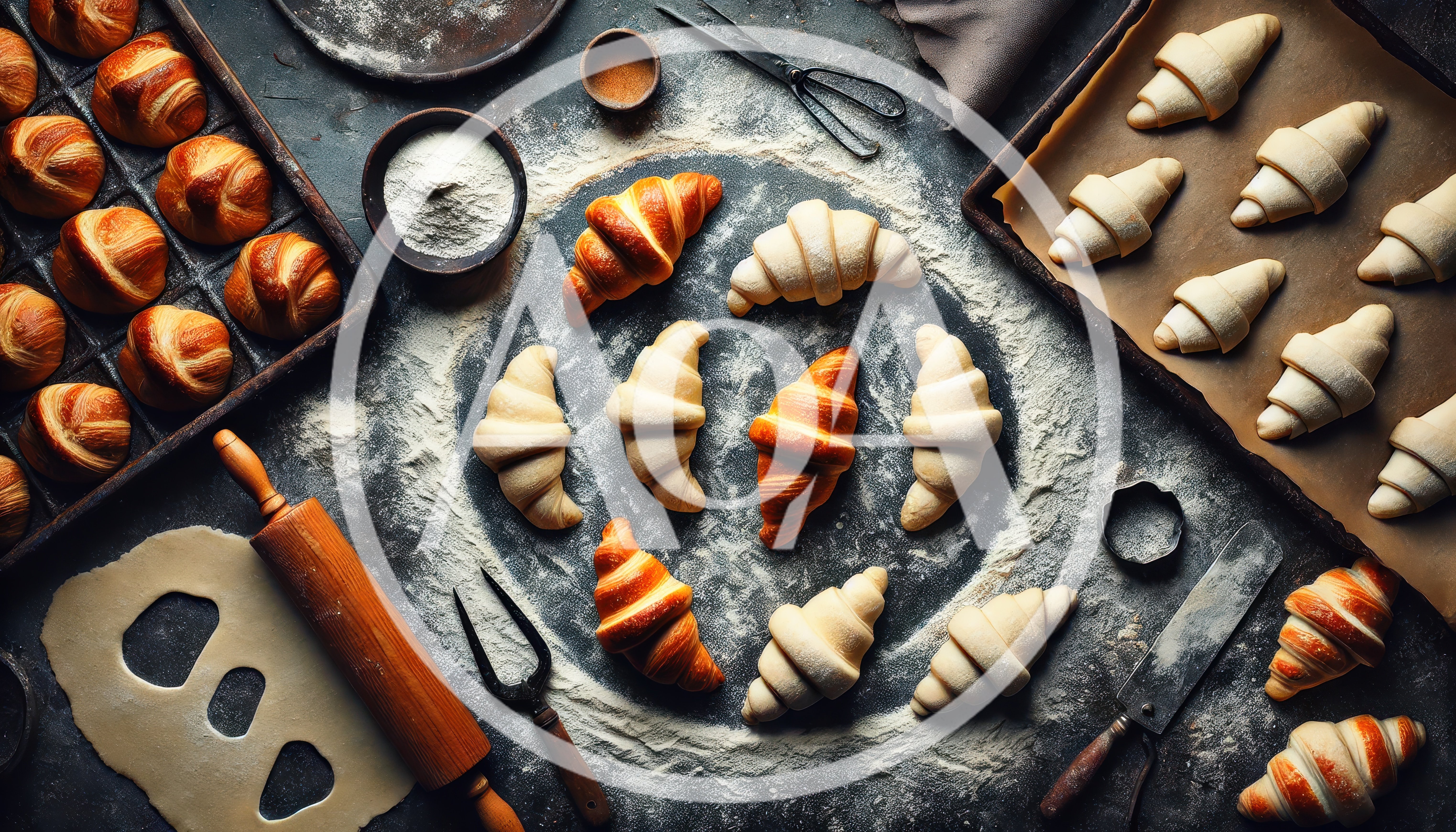 Top View Of Croissant Baking Preparation
