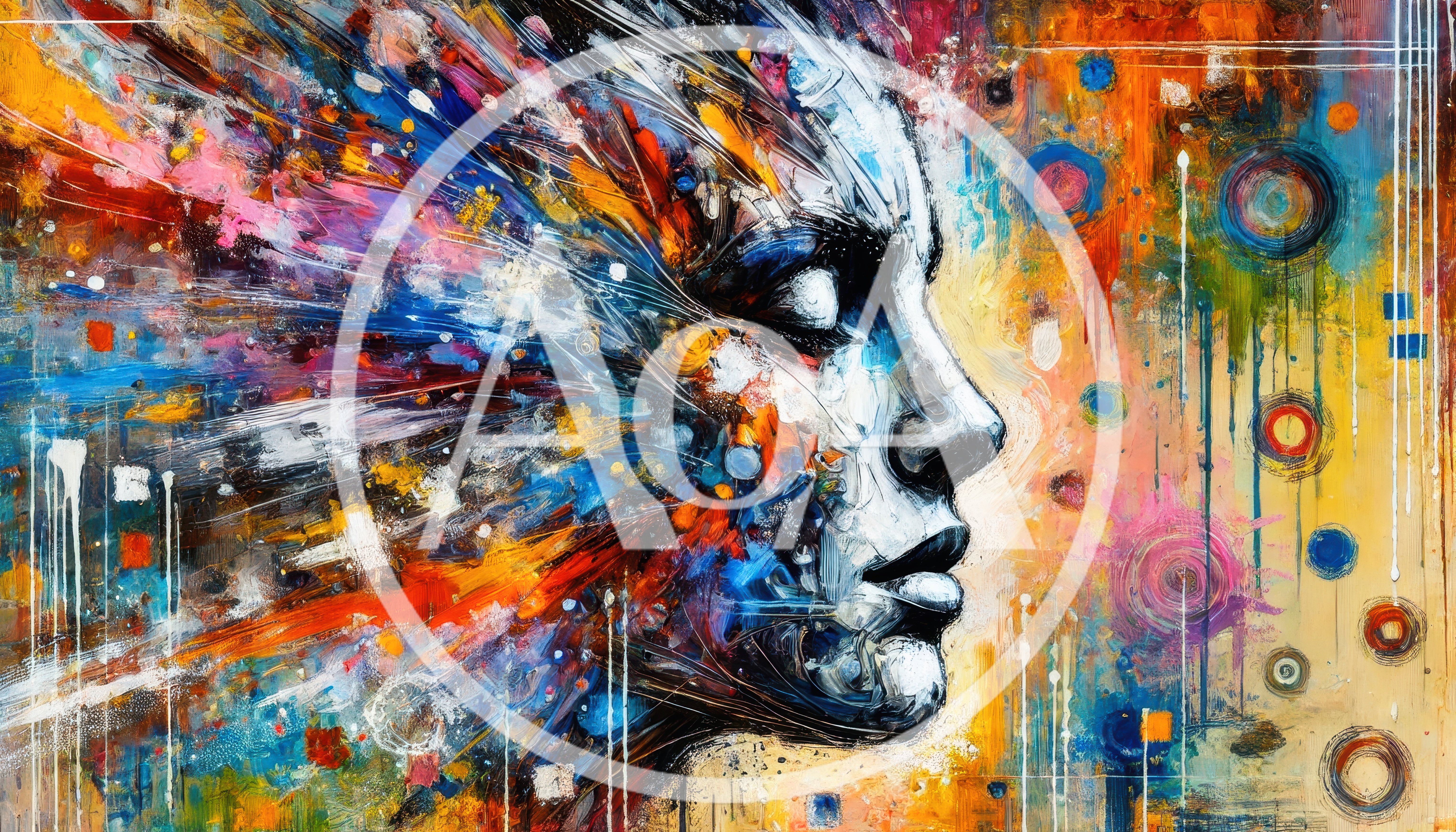 Abstract Human Profile With Vibrant Explosive Color Strokes