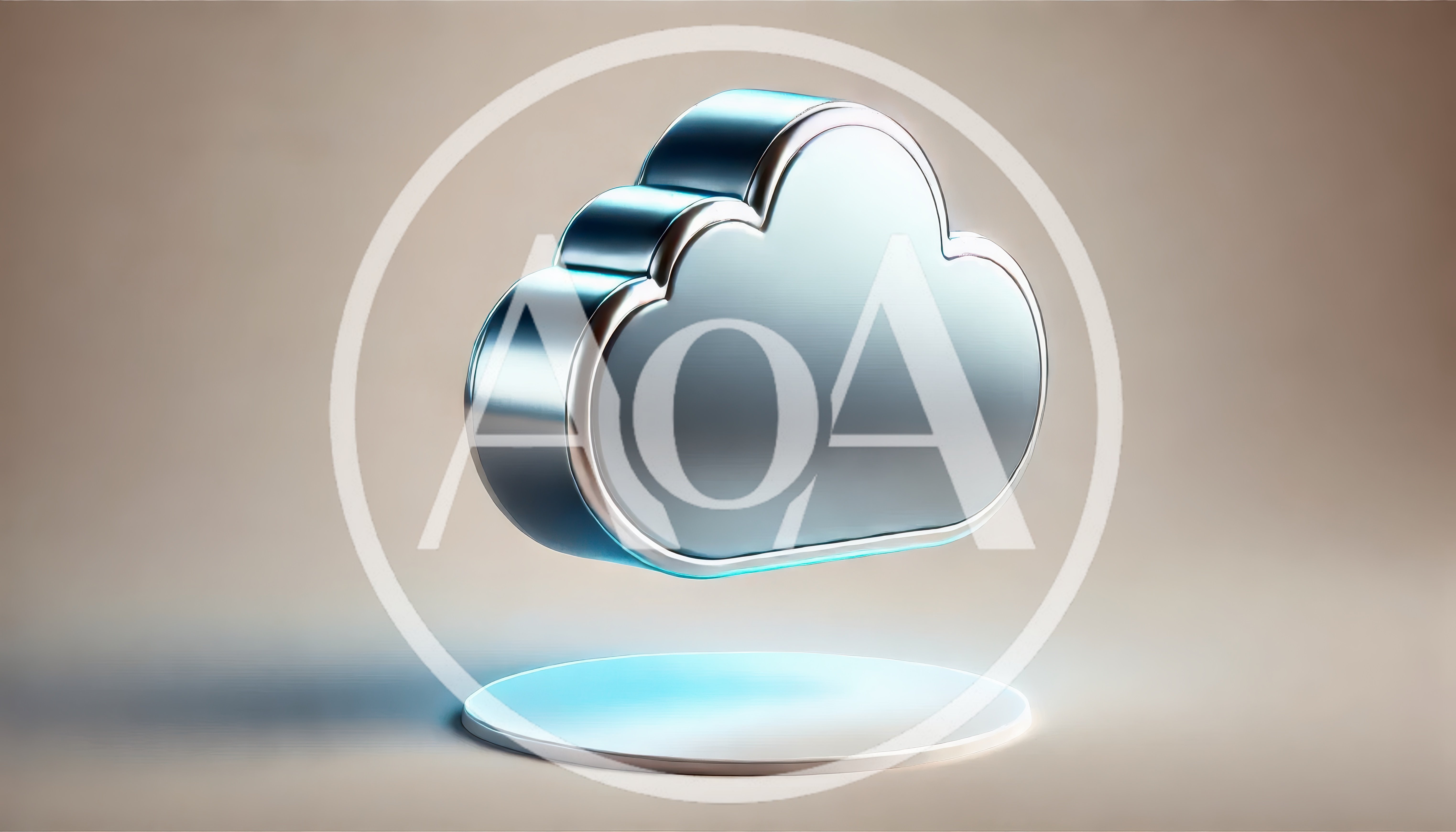 3D Metallic Cloud Icon Floating Above A Platform