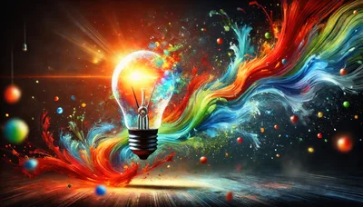 Light Bulb Exploding With Vibrant Colorful Paint Splashes