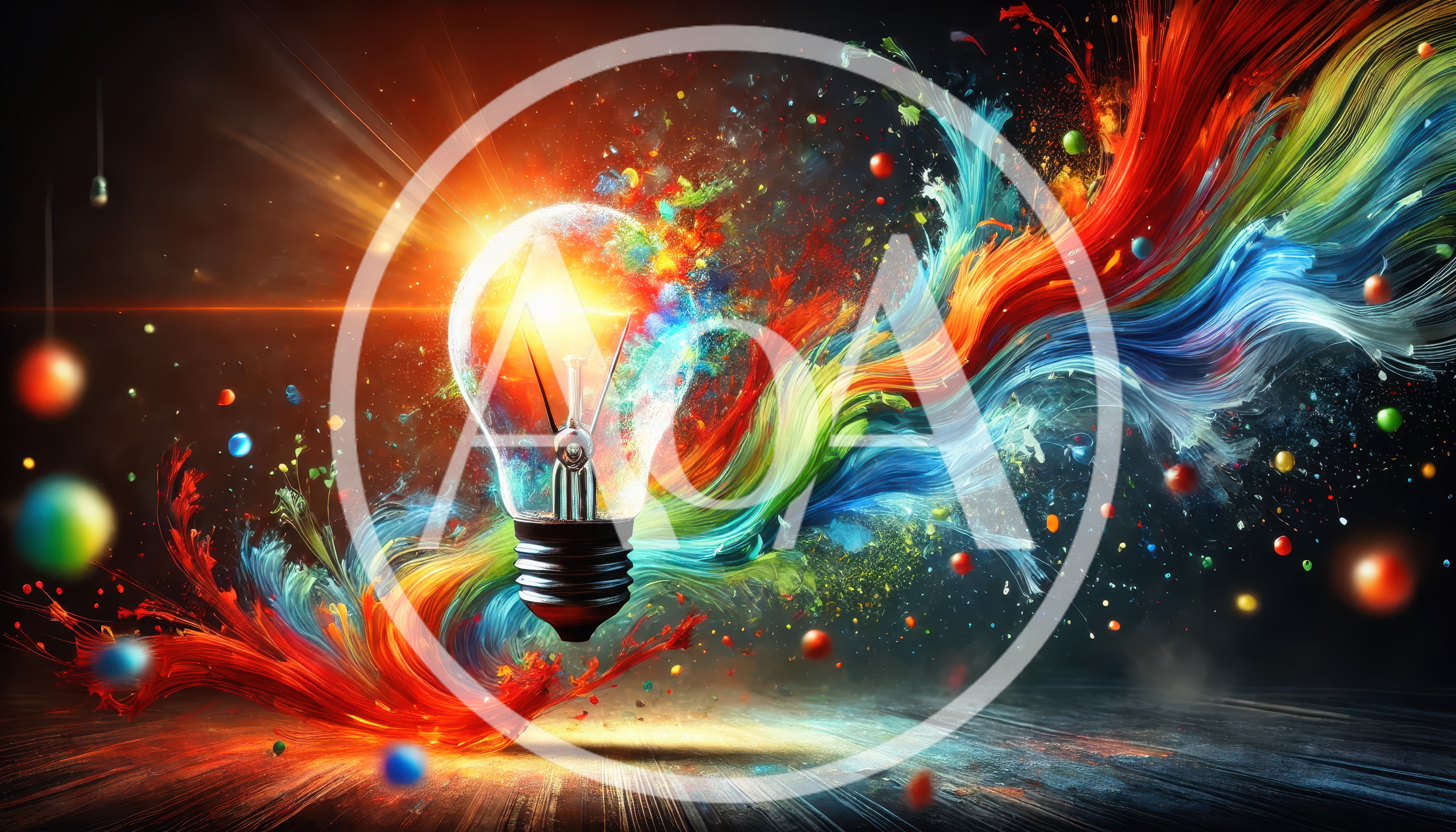 Light Bulb Exploding With Vibrant Colorful Paint Splashes