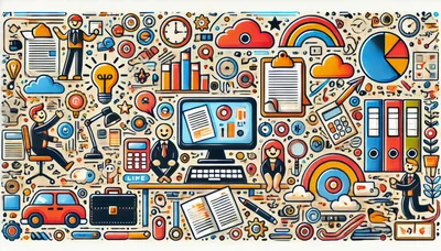 Business Office Doodle Illustration With Icons