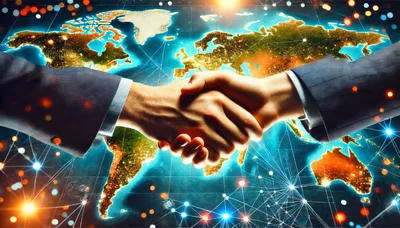 Business Handshake Over Global Digital Map