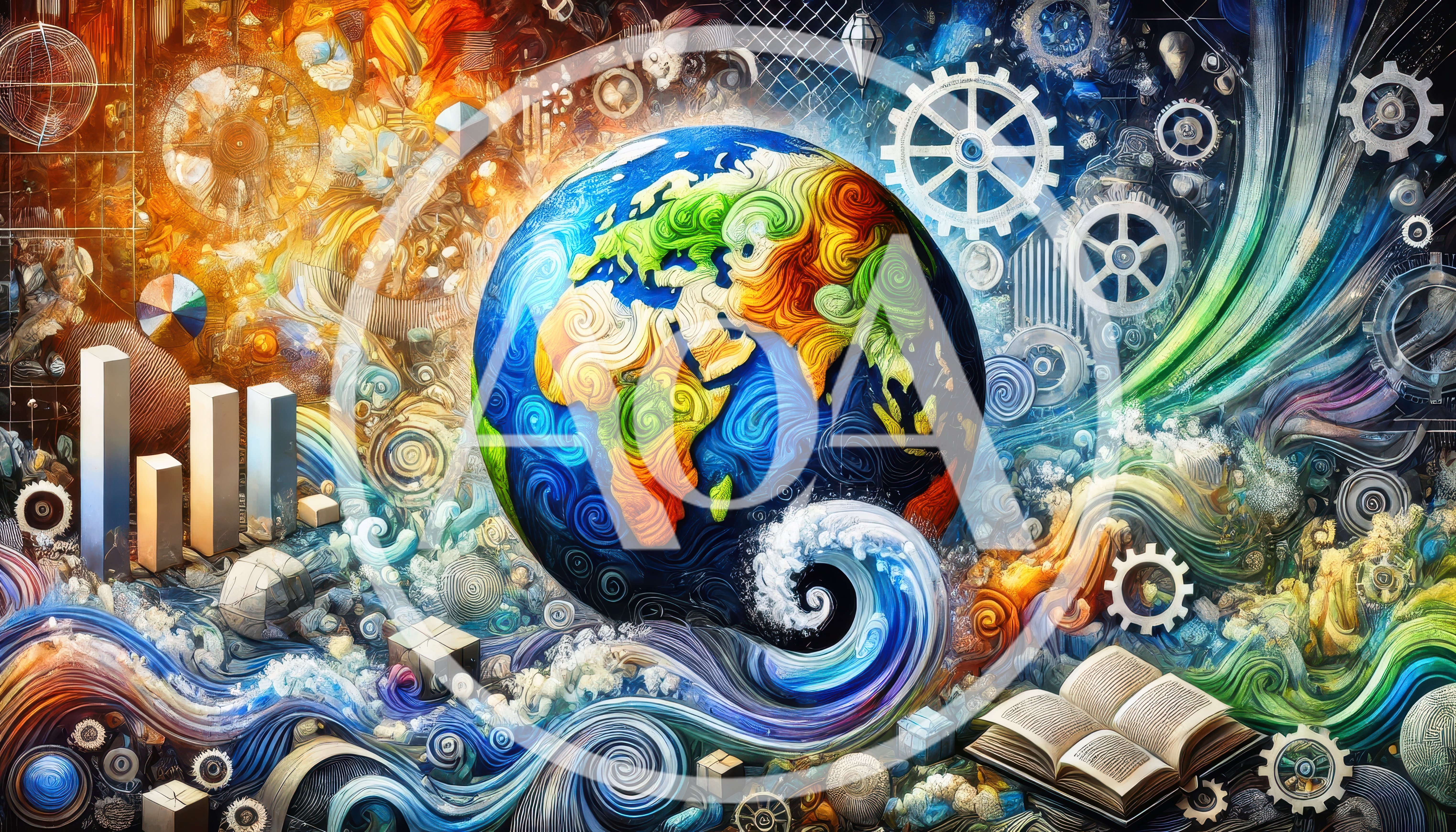 Abstract Artistic Representation of Global Connectivity and Knowledge