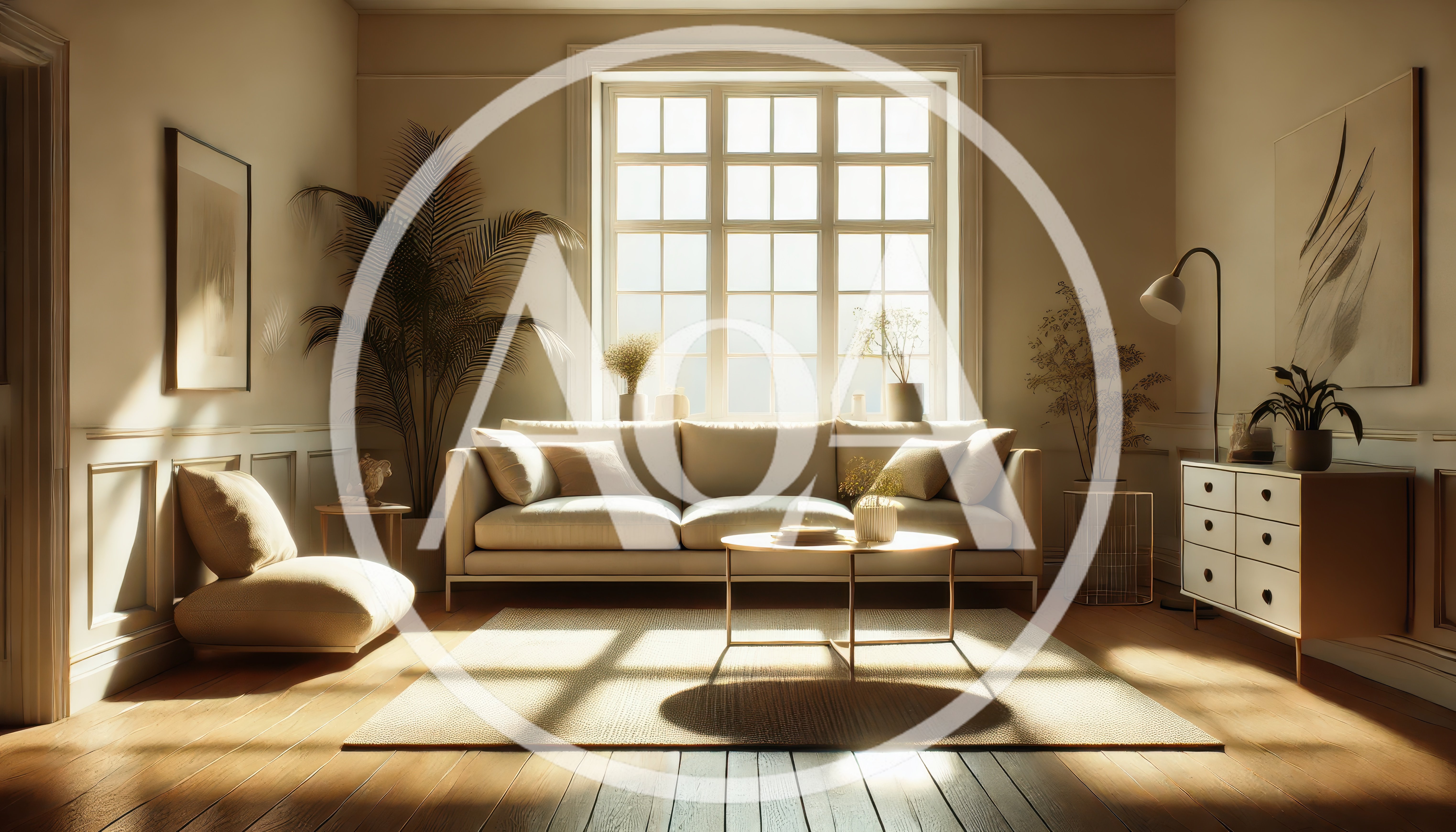 Modern Minimalist Living Room With Natural Sunlight