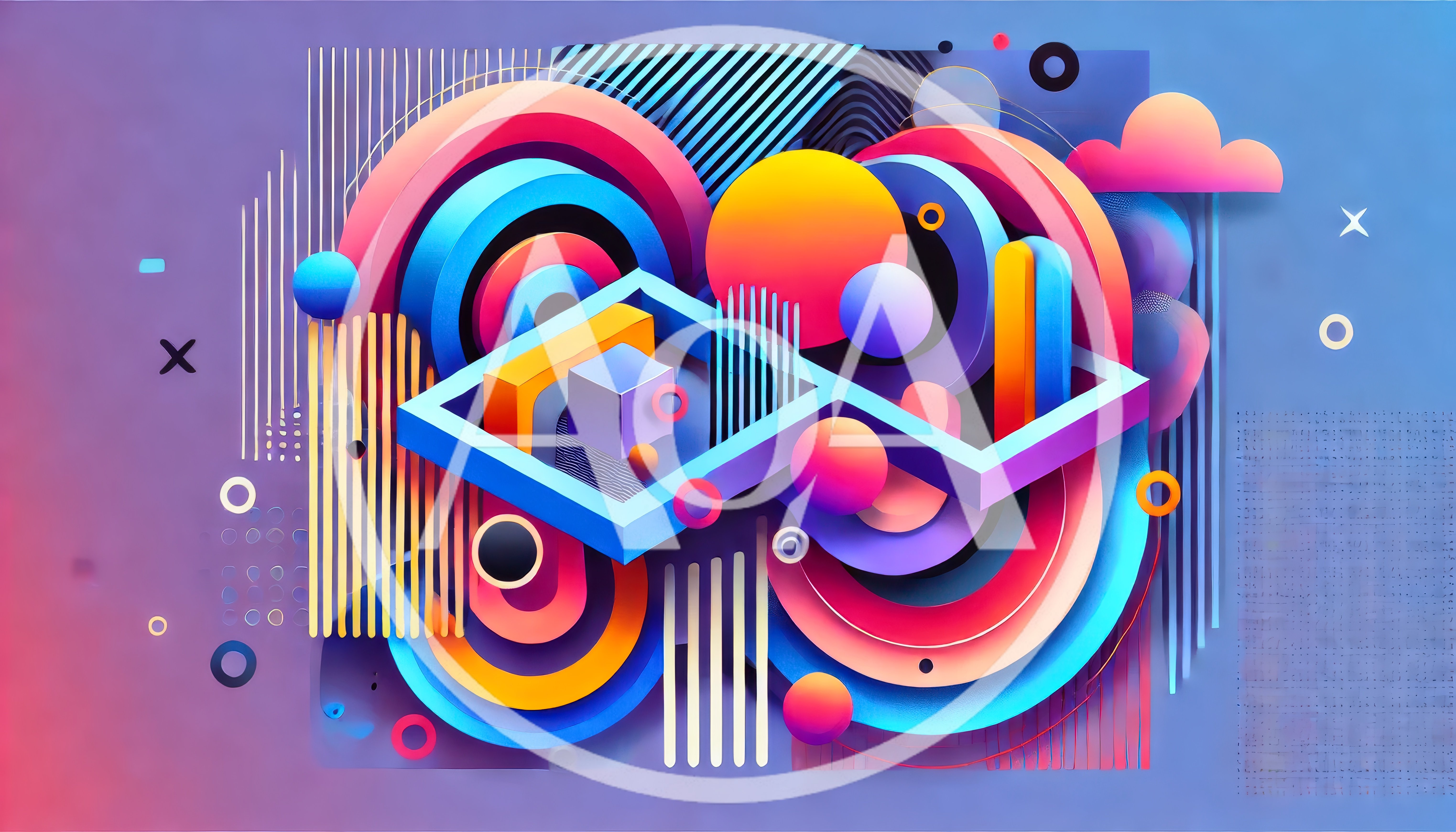 Abstract Geometric Composition With Vibrant 3D Shapes