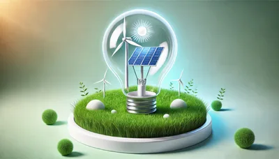 Renewable Energy Concept With Light Bulb And Solar Panel