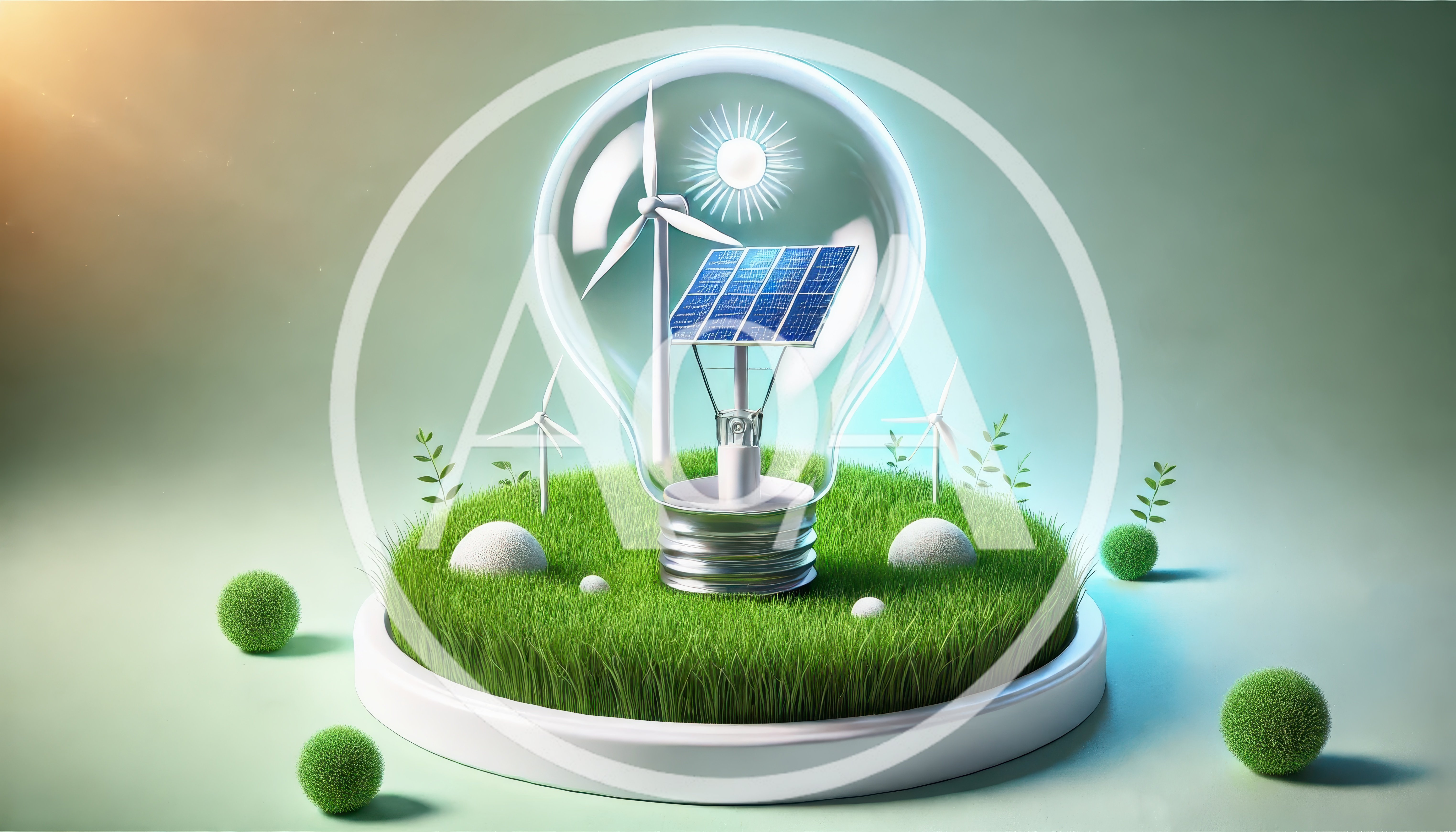 Renewable Energy Concept With Light Bulb And Solar Panel