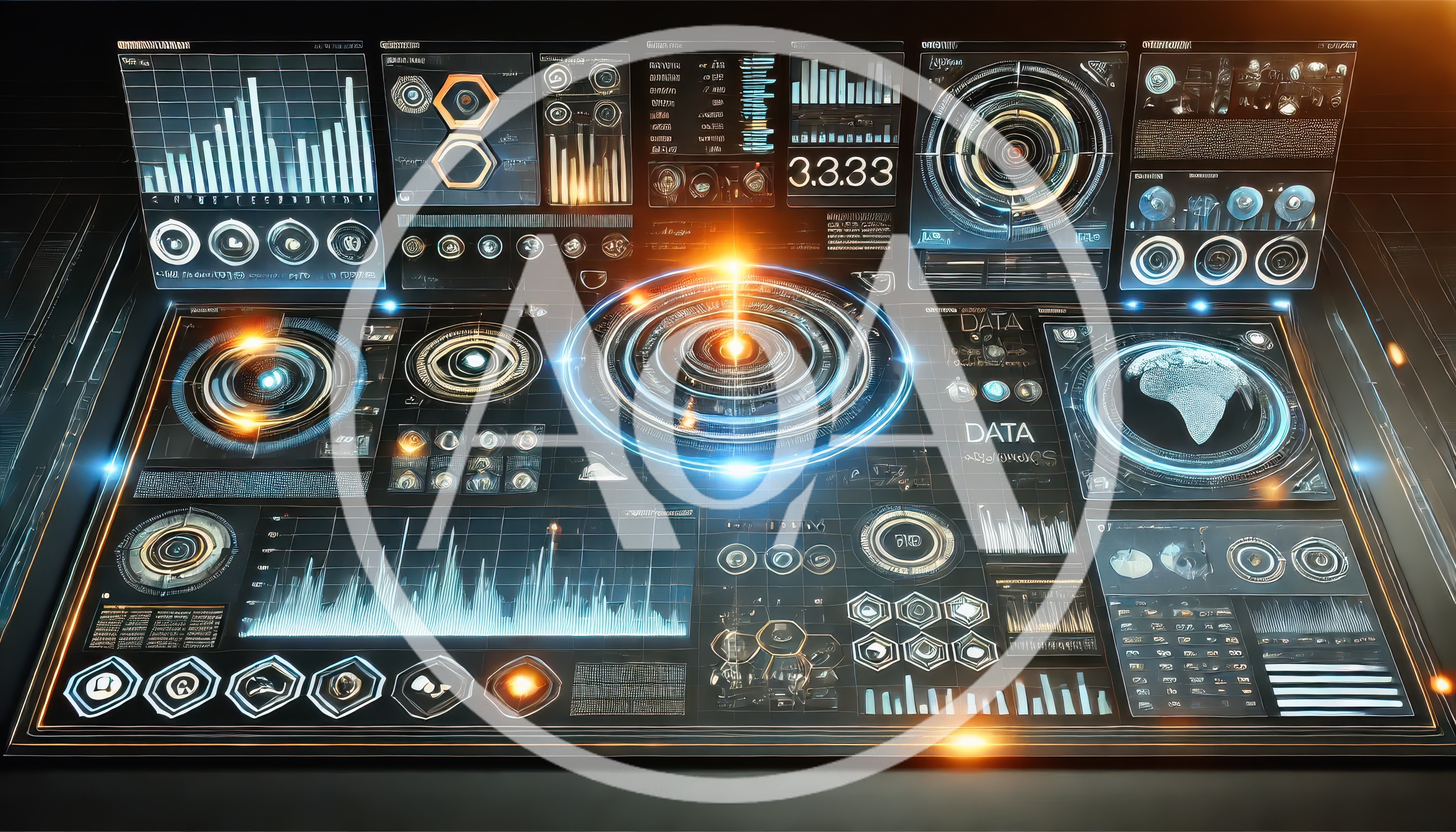 Futuristic Digital Data Interface With Holographic Displays