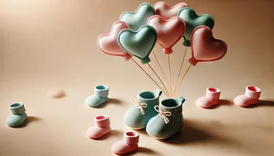 Baby Shoes and Heart Balloons for Gender Reveal