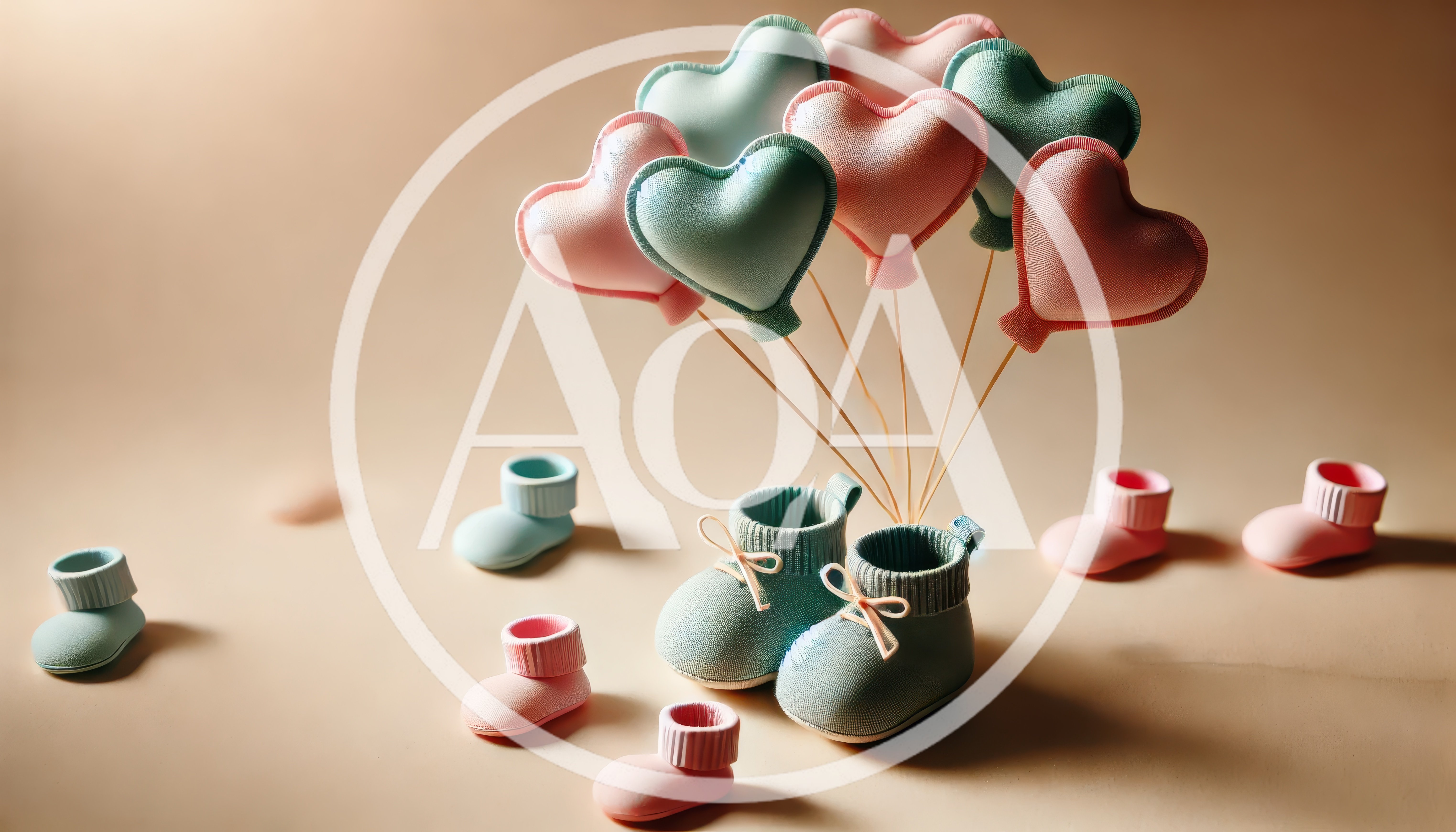 Baby Shoes and Heart Balloons for Gender Reveal