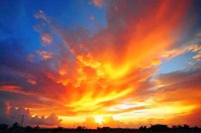 Vibrant Sunset Sky Over Rural Landscape