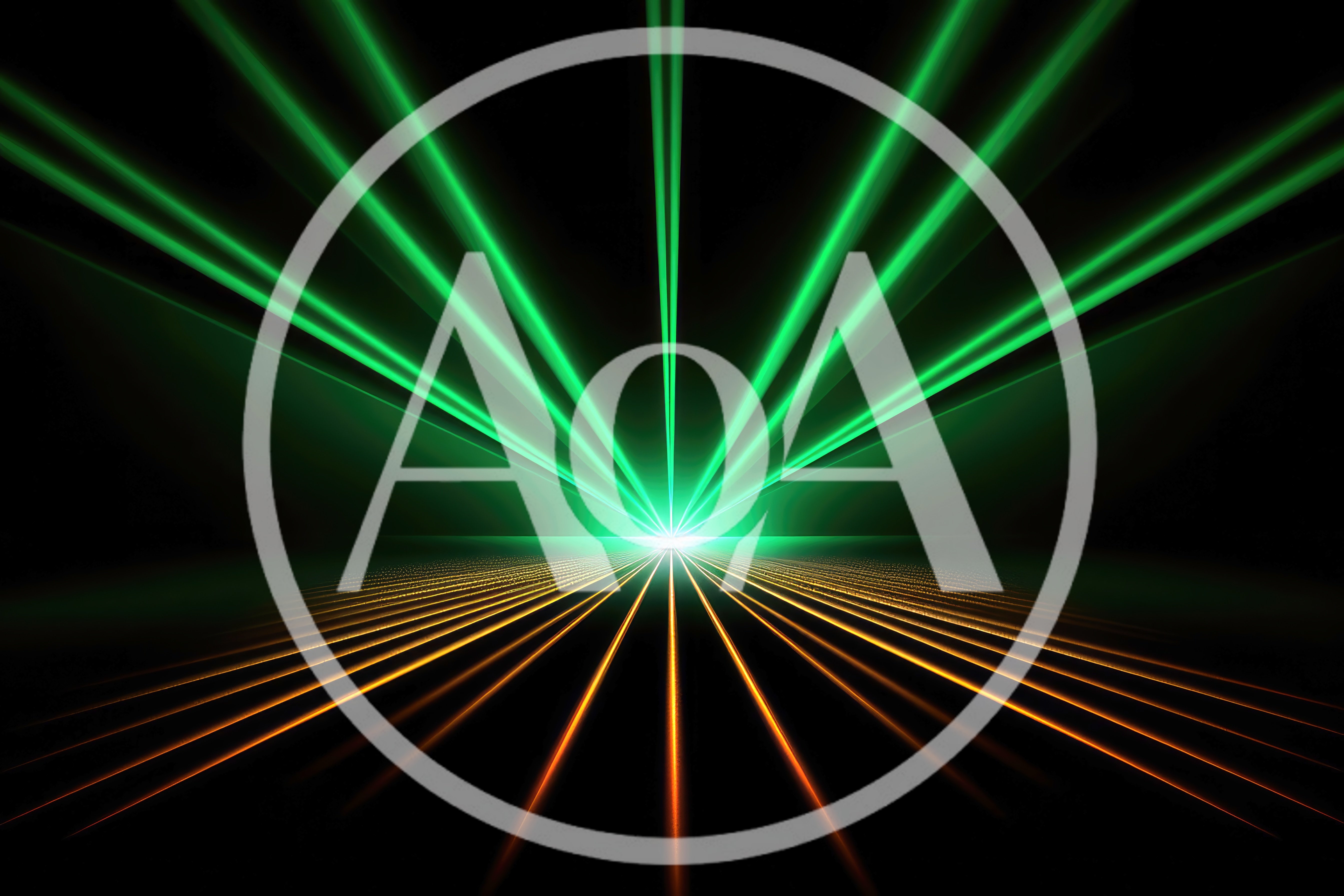 Abstract Green Laser Beams And Orange Light Lines