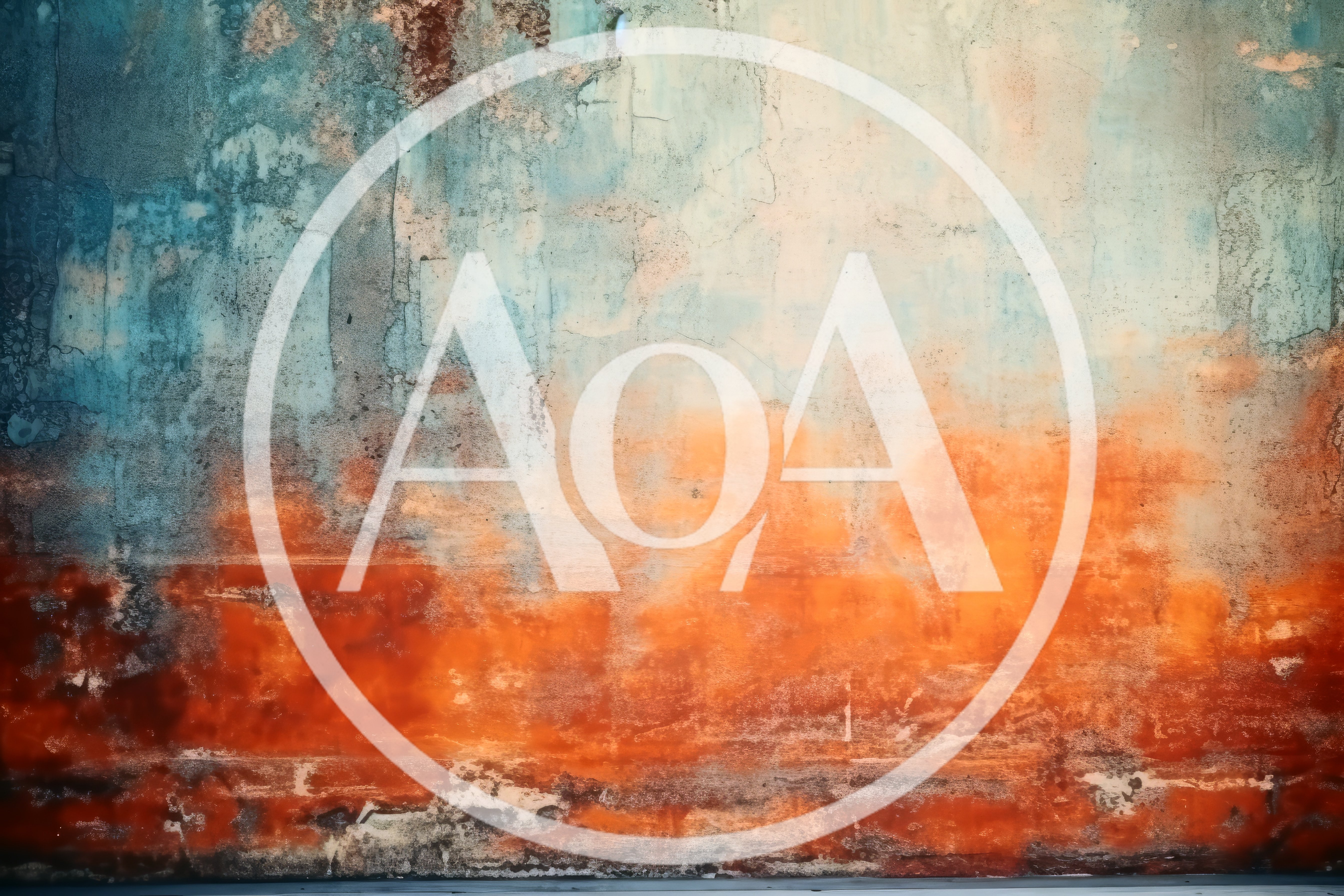 Weathered Concrete Wall With Orange And Blue Patina