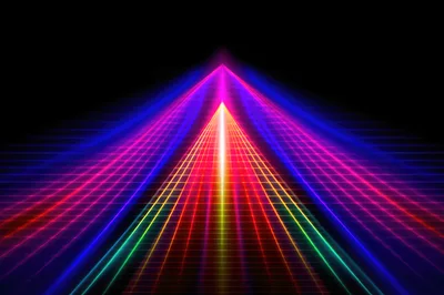 Abstract Neon Grid Perspective With Glowing Light Beams