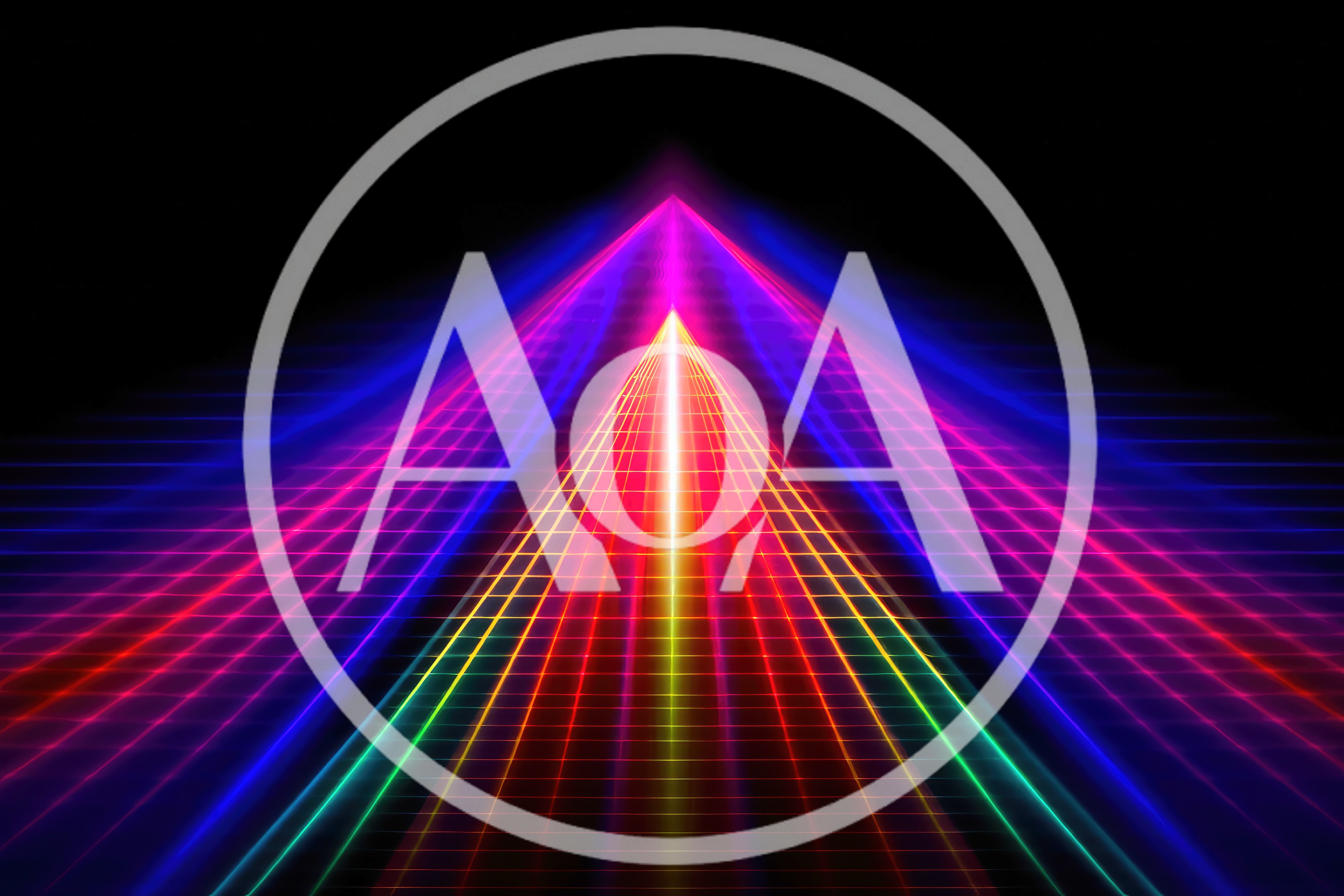 Abstract Neon Grid Perspective With Glowing Light Beams