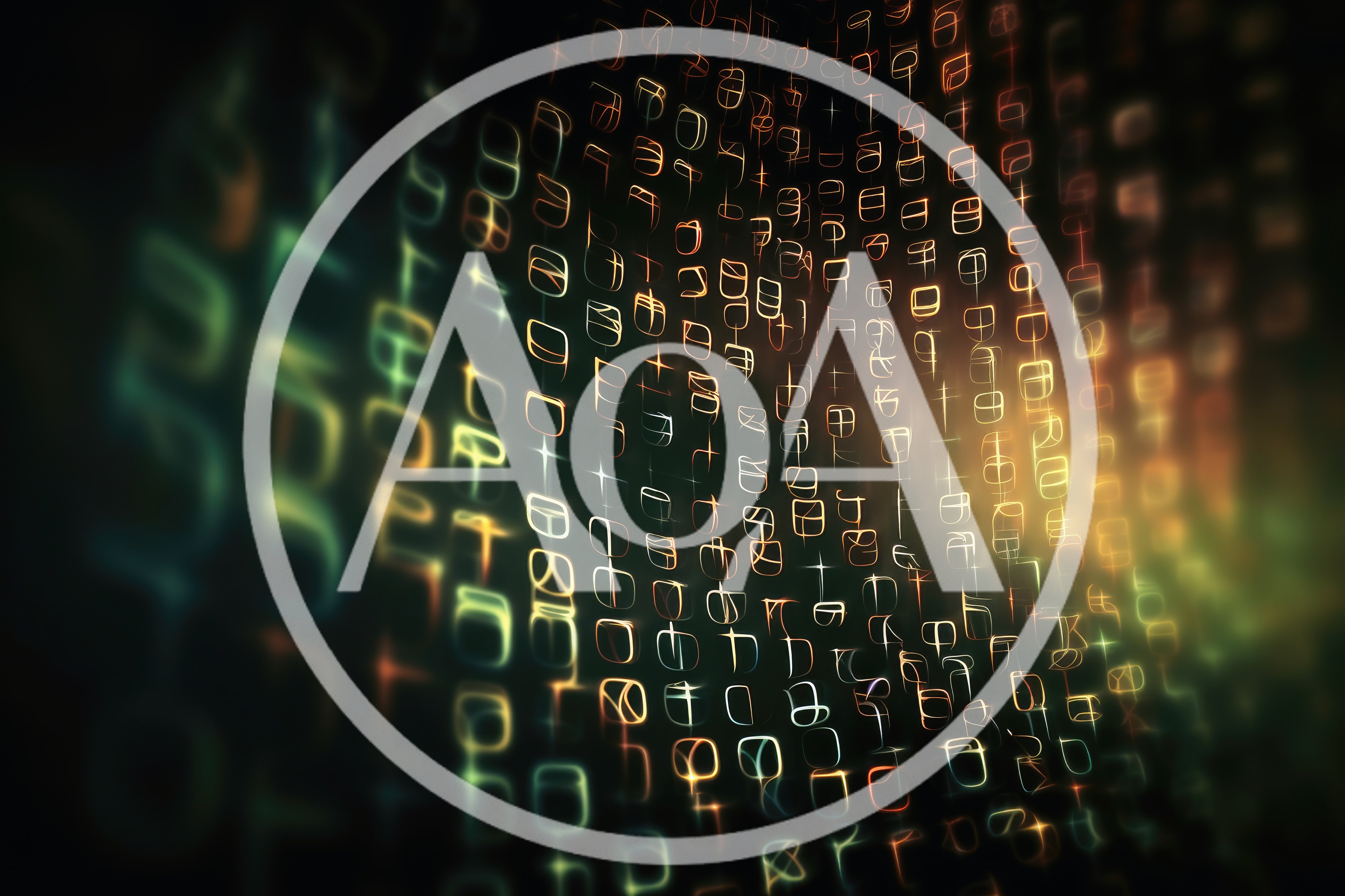 Abstract Digital Data Stream With Glowing Symbols