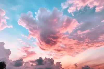 Dramatic Pink And Blue Sunset Clouds