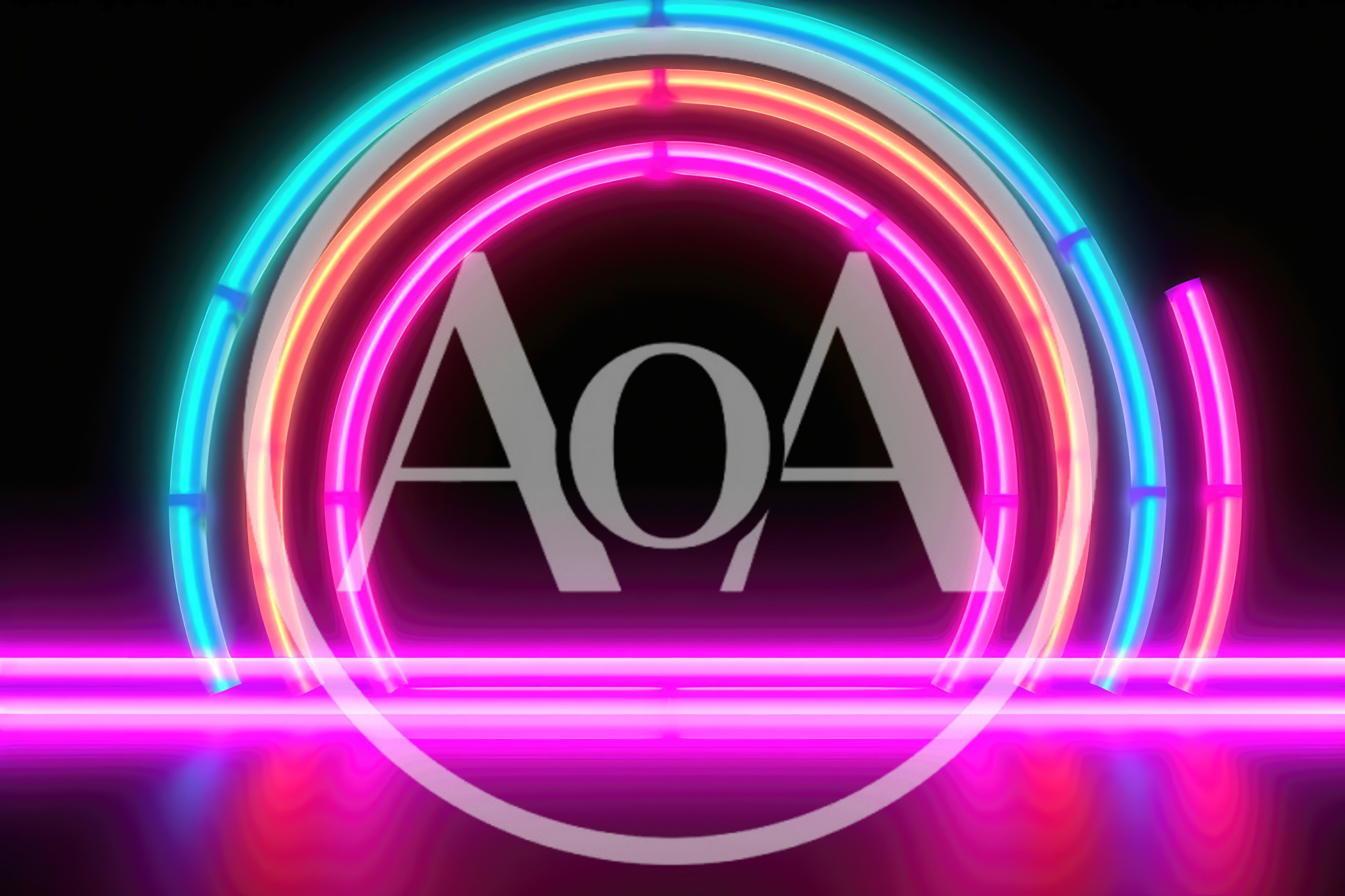Neon Glowing Arches With Reflective Floor
