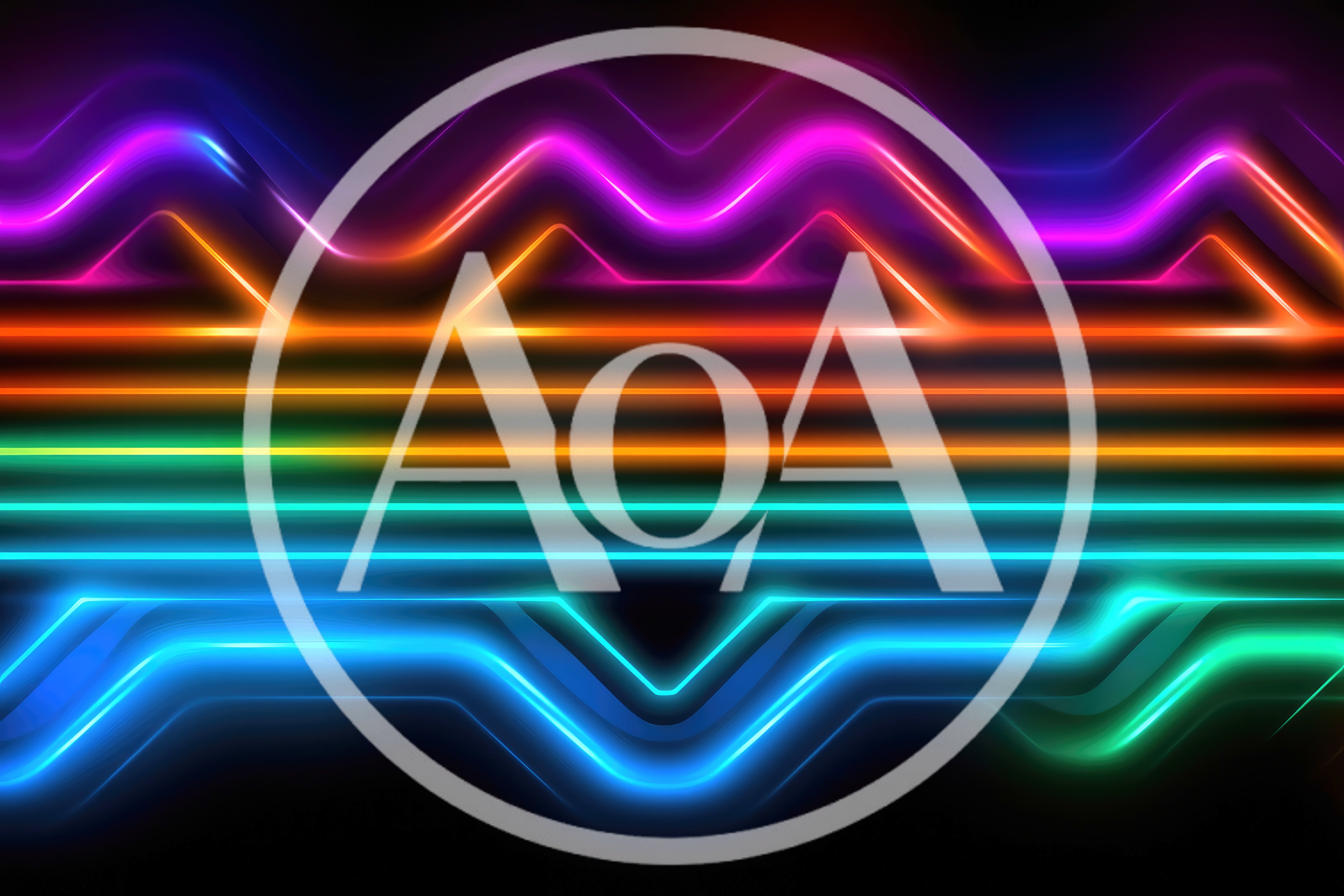 Abstract Neon Light Waves and Horizontal Lines
