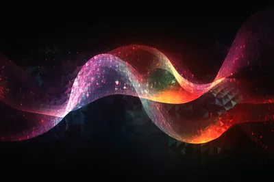 Abstract Digital Wave Flow With Geometric Data Patterns