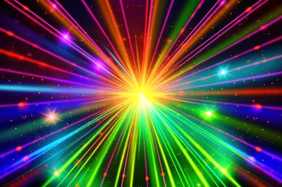 Abstract Rainbow Light Burst With Radiant Beams