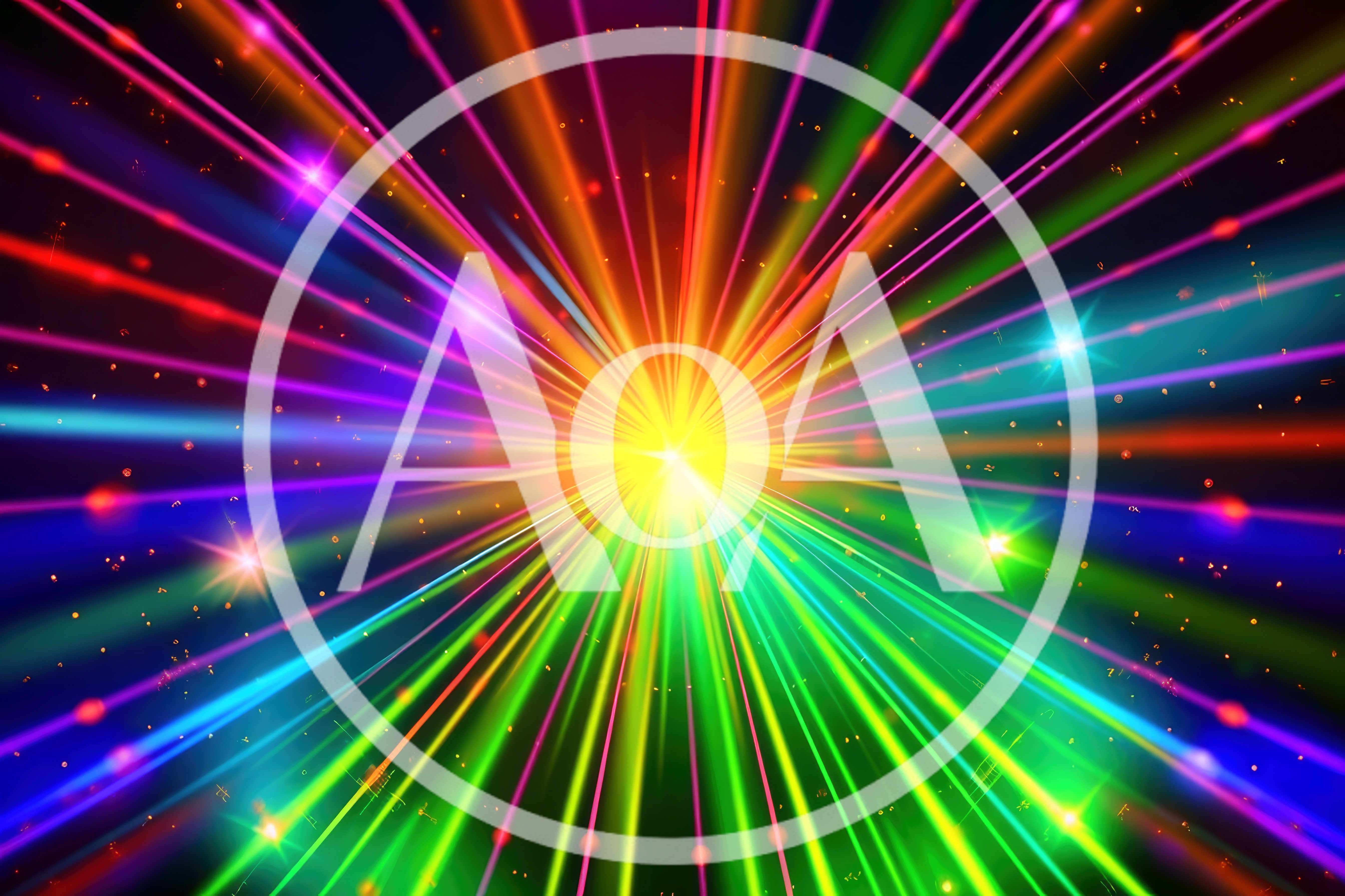 Abstract Rainbow Light Burst With Radiant Beams