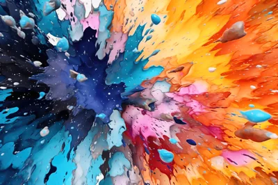 Abstract Explosion Of Vibrant Multi Colored Paint