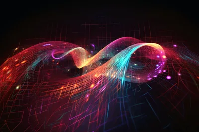 Abstract Digital Infinity Loop With Glowing Light Trails