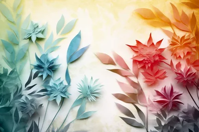 Paper Cutout Floral Arrangement With Gradient Color Palette
