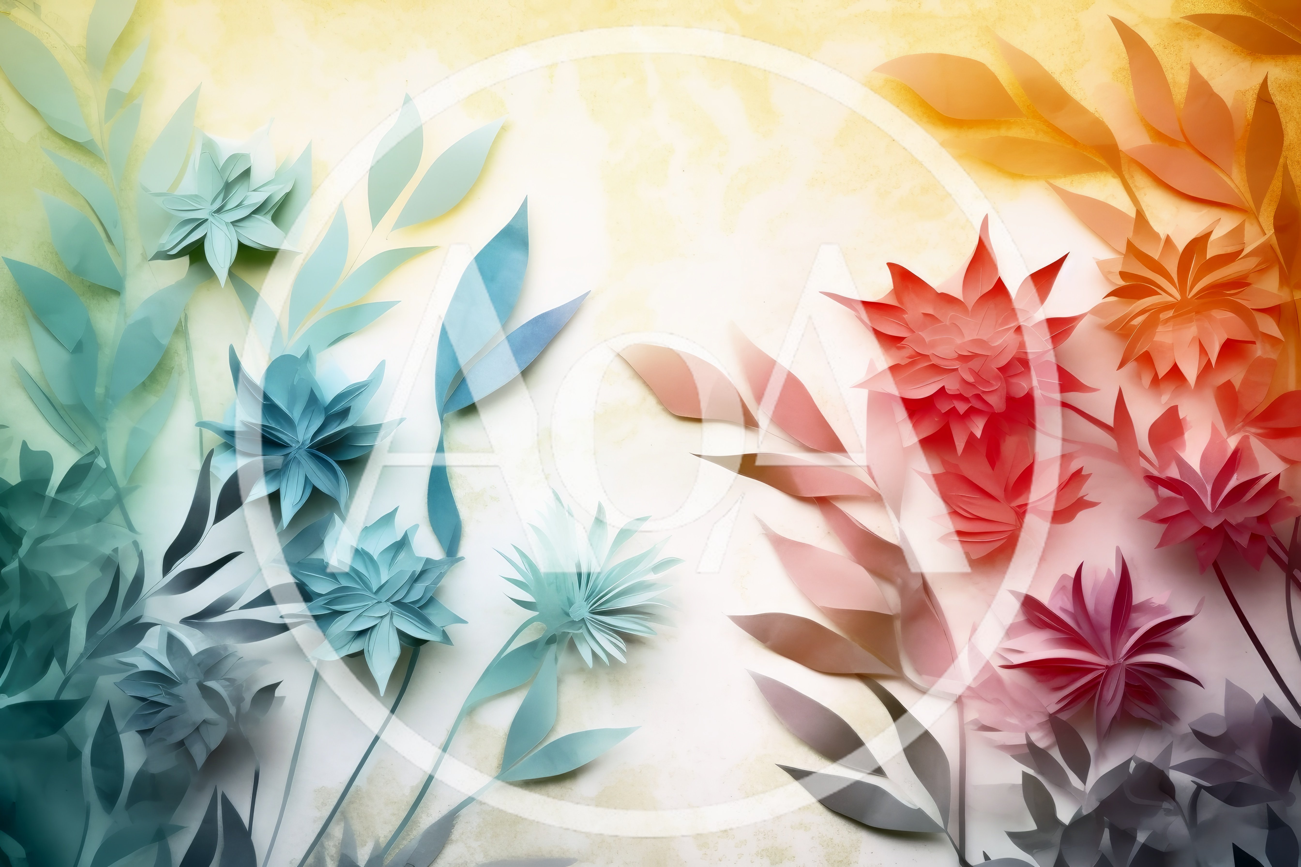 Paper Cutout Floral Arrangement With Gradient Color Palette
