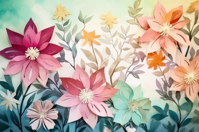 Paper Craft Floral Wall Art Background