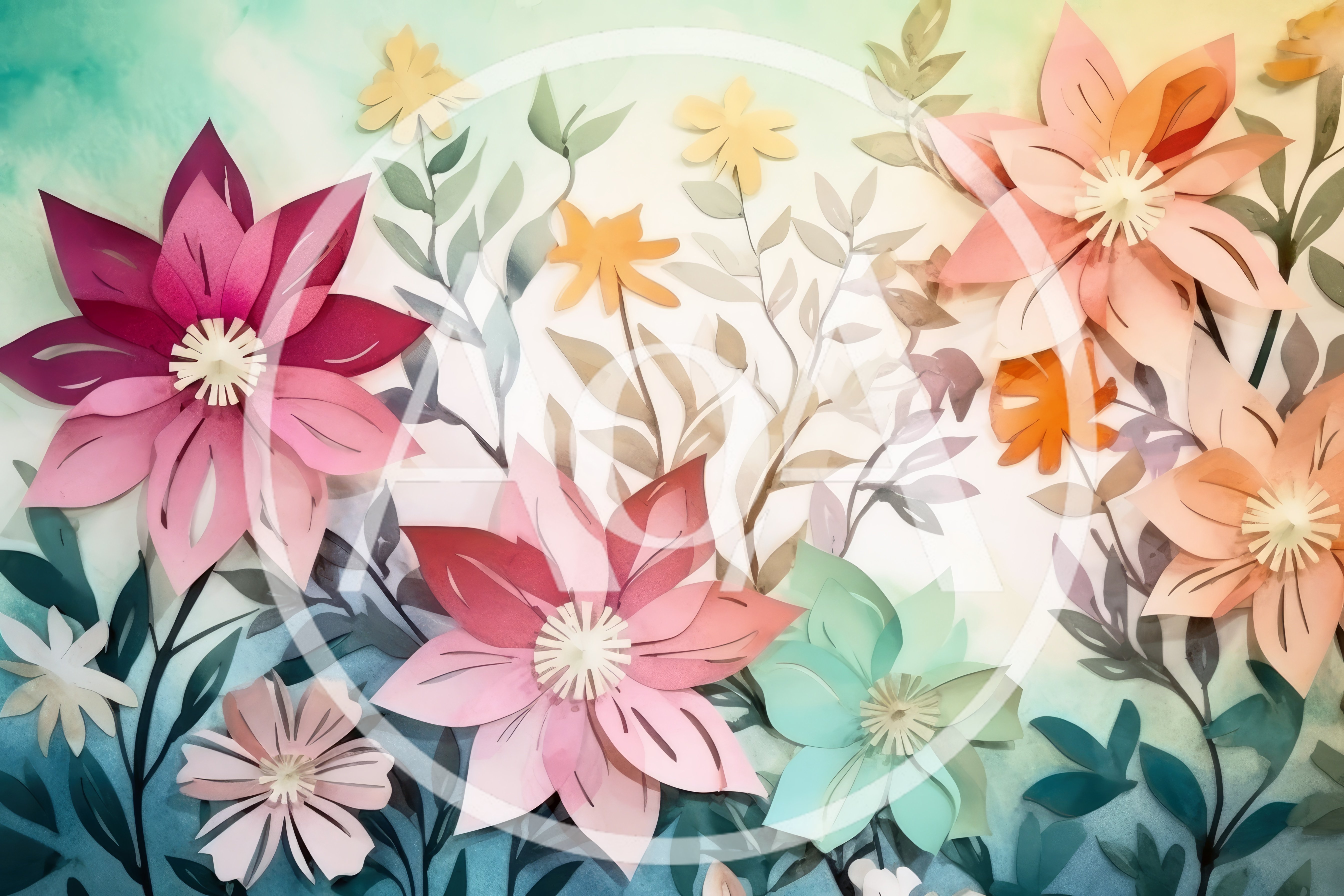 Paper Craft Floral Wall Art Background