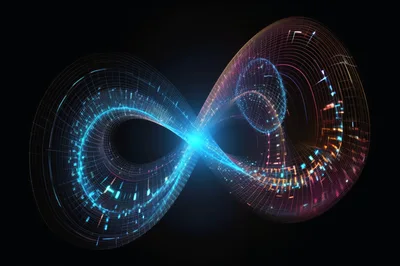 Digital Infinity Loop With Glowing Data Network