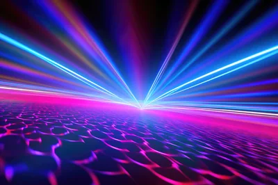 Abstract Neon Light Trails Over Textured Surface