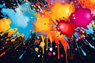 Vibrant Multi-Colored Paint Splatter Abstract Background
